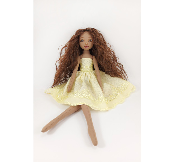 Handmade Brown Rag Doll With Long Hair