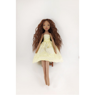 Handmade Brown Rag Doll With Long Hair