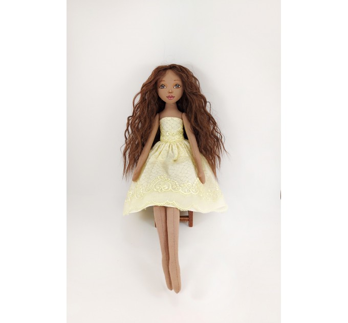 Handmade Brown Rag Doll With Long Hair
