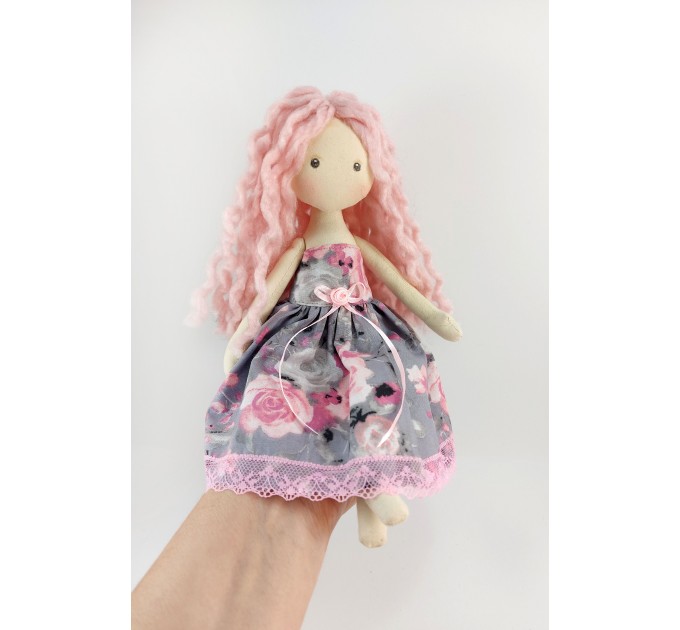 Handmade Rag Doll With Pink Hair
