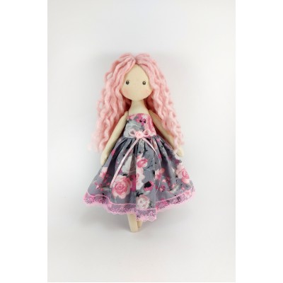 Handmade Rag Doll With Pink Hair