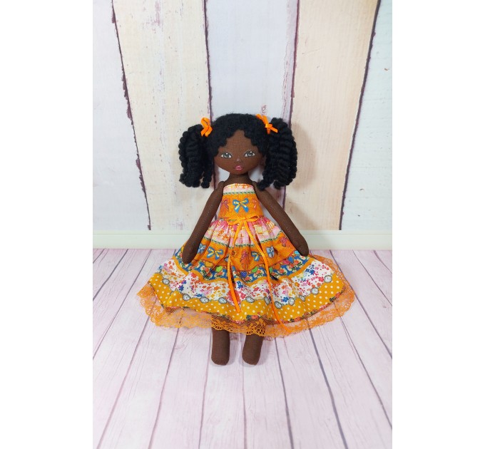 Black Doll With Curly Hair | Handmade Black Doll