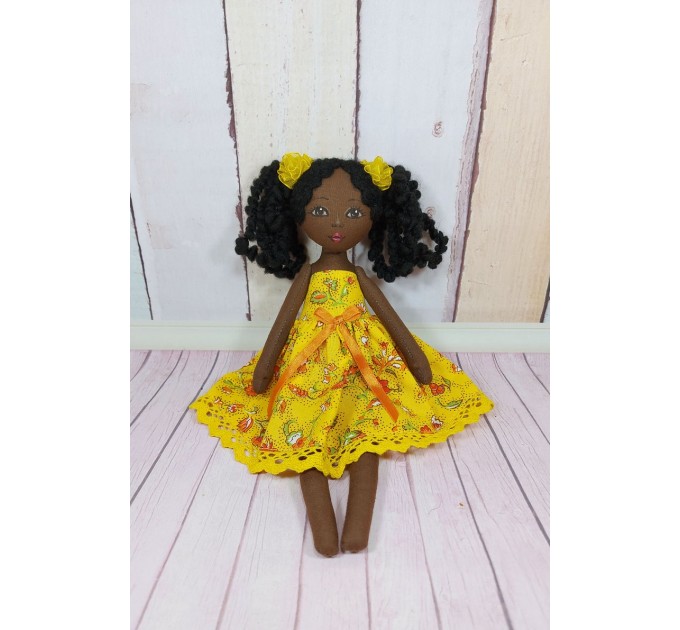 Black Doll With Curly Hair | Handmade Black Doll