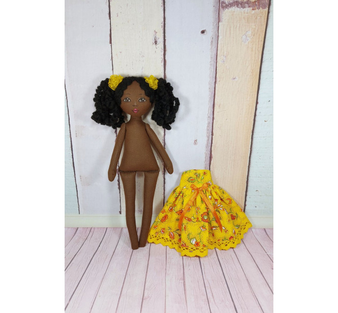 Black Doll With Curly Hair | Handmade Black Doll