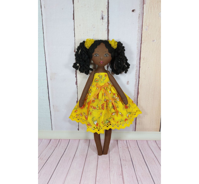 Black Doll With Curly Hair | Handmade Black Doll