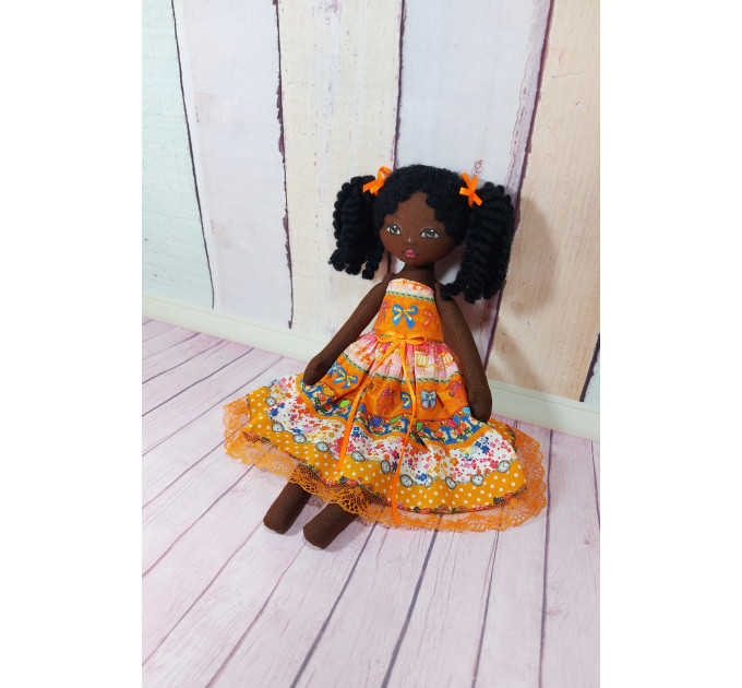 Black Doll With Curly Hair | Handmade Black Doll