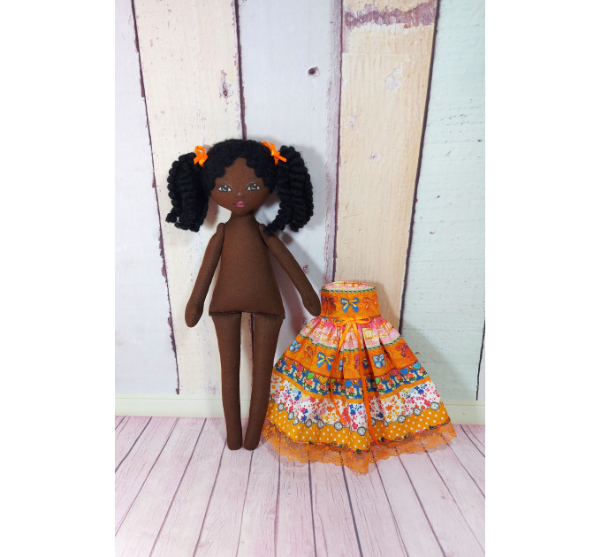 Black Doll With Curly Hair | Handmade Black Doll