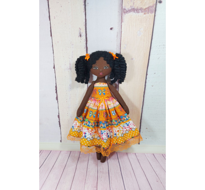 Black Doll With Curly Hair | Handmade Black Doll