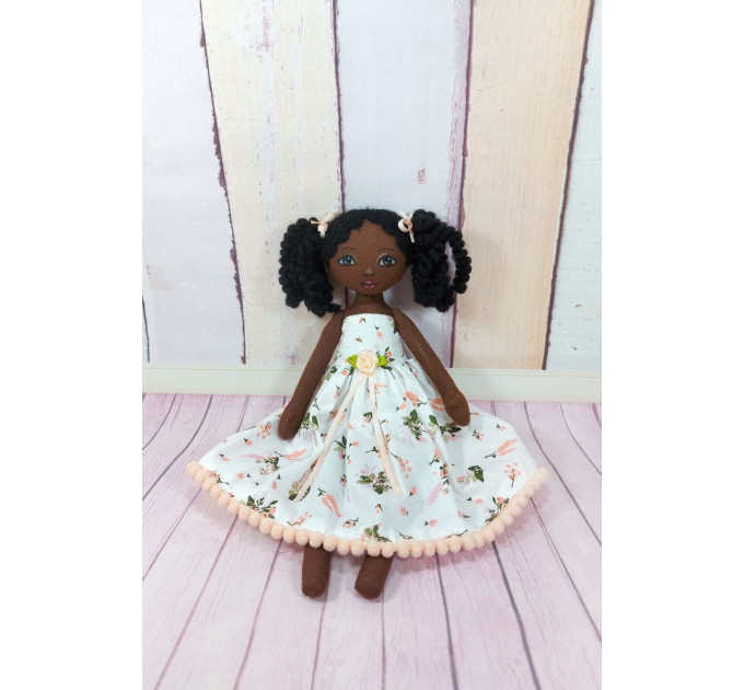 Black Doll With Curly Hair | Handmade Black Doll