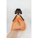 Little Black Rag Doll In An Orange Dress