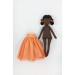 Little Black Rag Doll In An Orange Dress