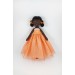 Little Black Rag Doll In An Orange Dress