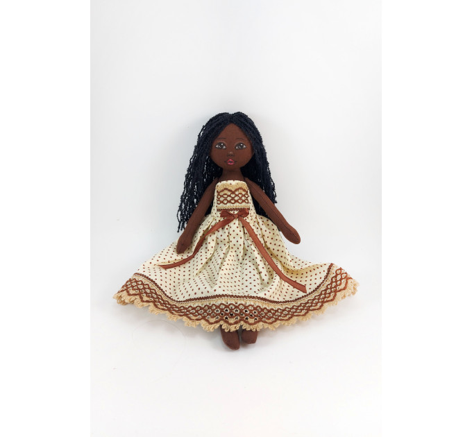 Little Doll Made Of Black Fabric 12 Inches