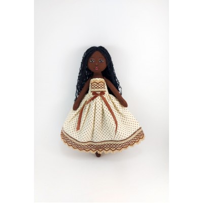 Little Doll Made Of Black Fabric 12 Inches