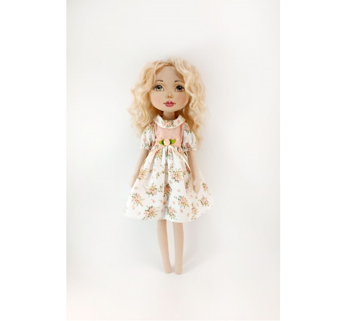 Rag Doll 15" With Wavy Blonde Hair In A Removable Dress