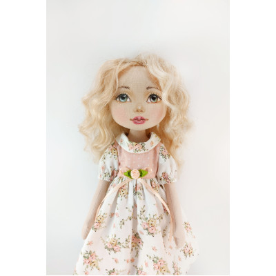 Rag Doll 15" With Wavy Blonde Hair In A Removable Dress