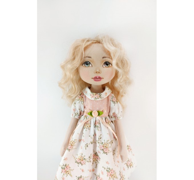 Rag Doll 15" With Wavy Blonde Hair In A Removable Dress