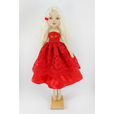 Rag Doll 18  Inches With White Hair In A Removable Red Dress