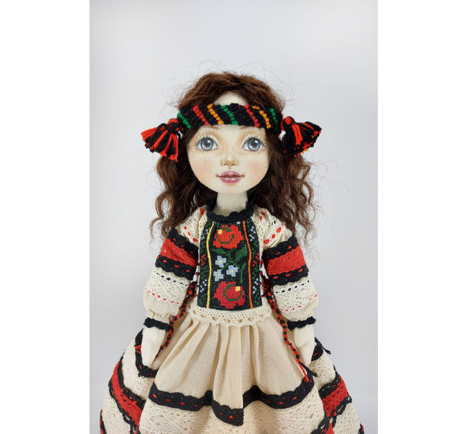 Rag Doll Mascot In A Folk Embroidered Handmade Dress