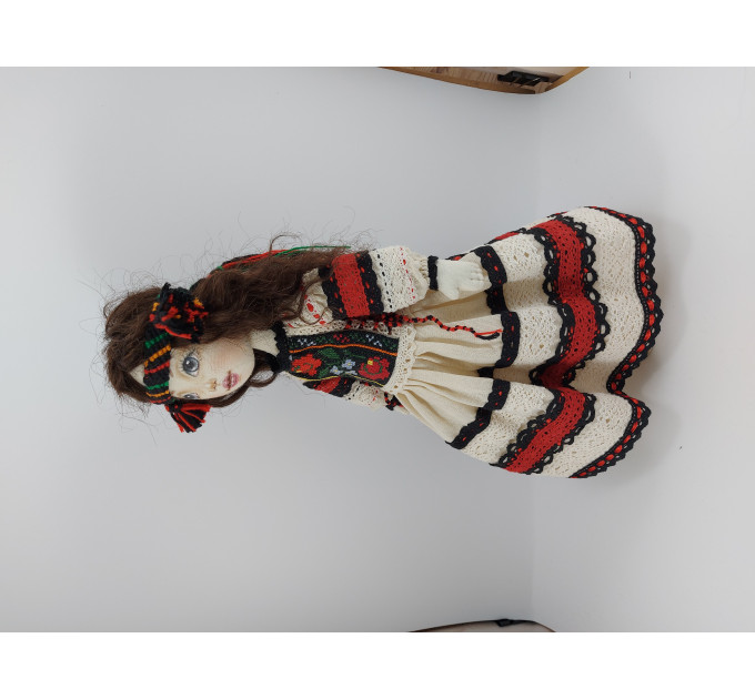 Rag Doll Mascot In A Folk Embroidered Handmade Dress