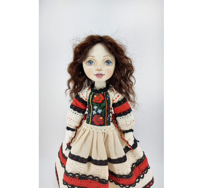 Rag Doll Mascot In A Folk Embroidered Handmade Dress