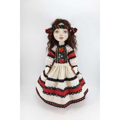 Rag Doll Mascot In A Folk Embroidered Handmade Dress