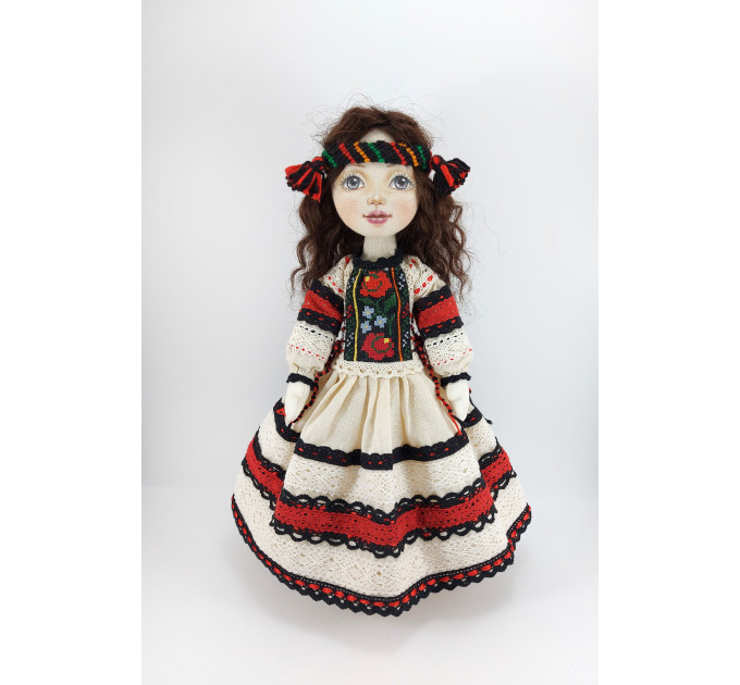 Rag Doll Mascot In A Folk Embroidered Handmade Dress