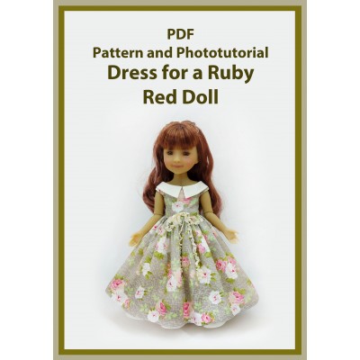 Pattern and phototuorial of a dress for a Ruby Red Doll PDF, made of cotton fabric