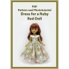Pattern and phototuorial of a dress for a Ruby Red Doll PDF, made of cotton fabric