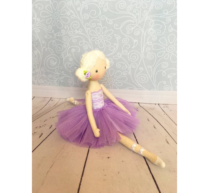 Handmade Ballerina Doll | Handmade Cloth Dolls In Violet Dress 