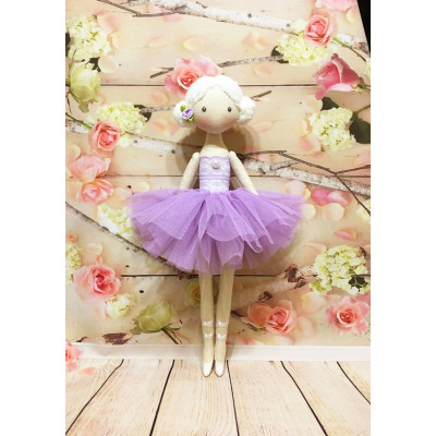 Handmade Ballerina Doll In Violet Dress 